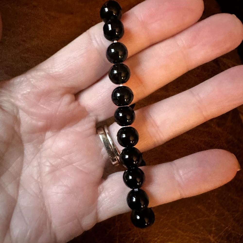 Hand crafted Black Beaded stretch Bracelet